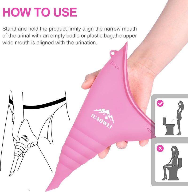 IUAOWEI Female Urination Device, Reusable Silicone Female Urinal, Pee Funnel for Women, for Travel, Camping, Boating, Outdoor, Hiking - Image 5